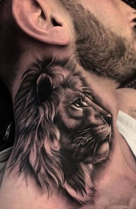 Lion Neck Tattoo