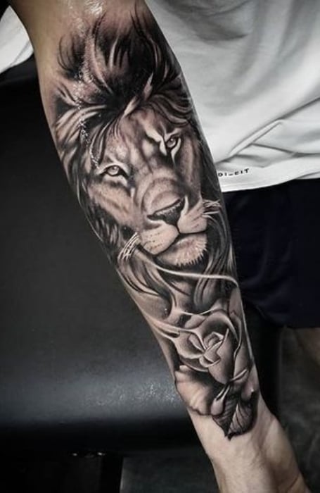 Lion Rose Tattoo
