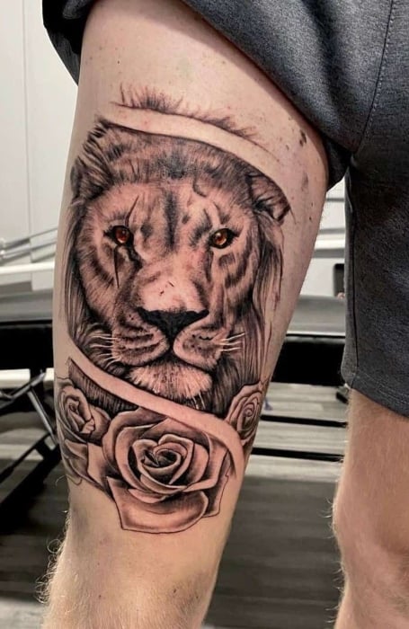 Lion Thigh Tattoo1