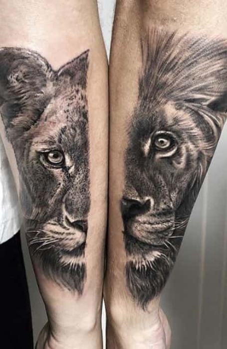 Lion And Lioness Tattoo