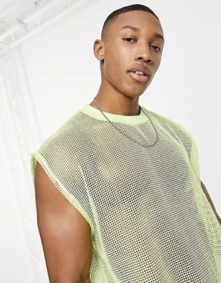 Mesh Yellow Top For Men