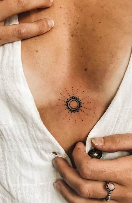 Minimalist Sternum Tattoo