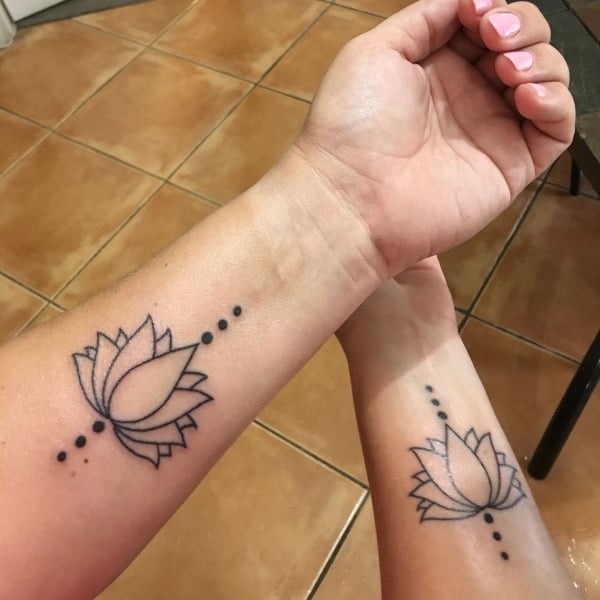 Mother Daughter Lotus Flower Tattoos (1)