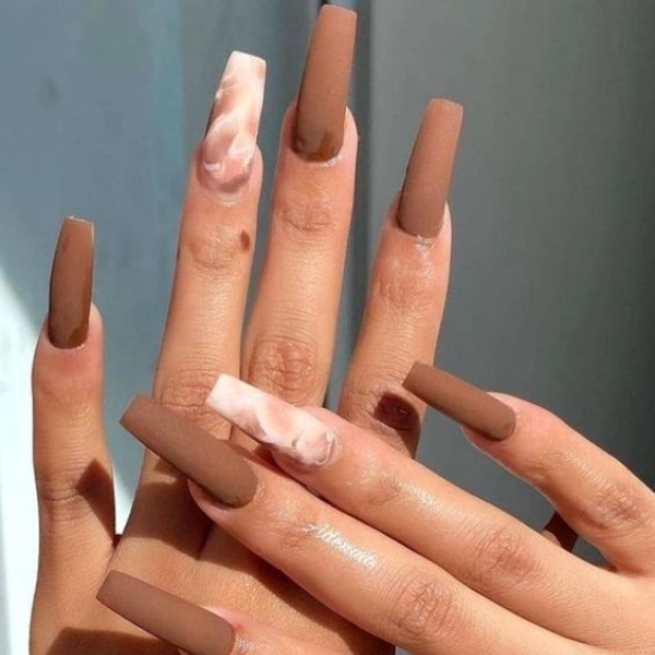 Nude Acrylic Nails Coffin