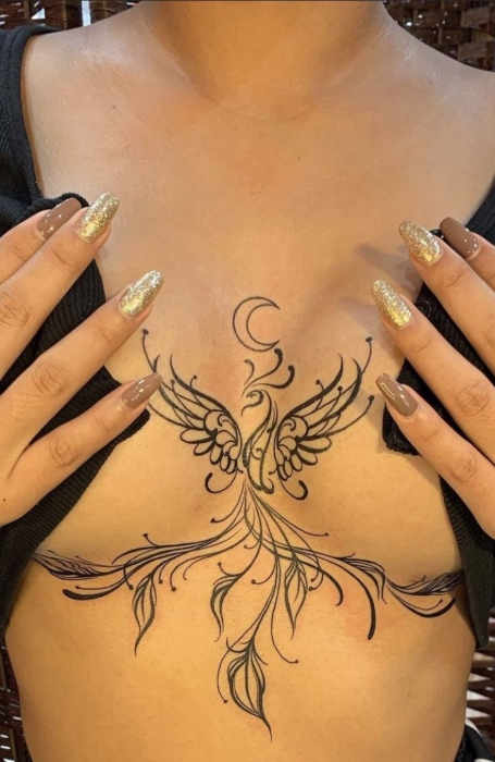 Phoenix Sternum Tattoo