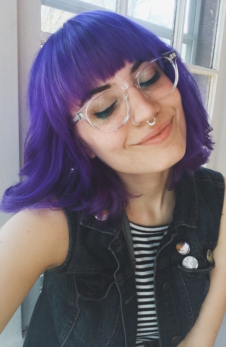 Purple Blunt Bangs