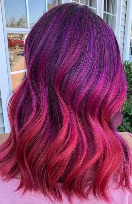 Purple Hair With Red Ends