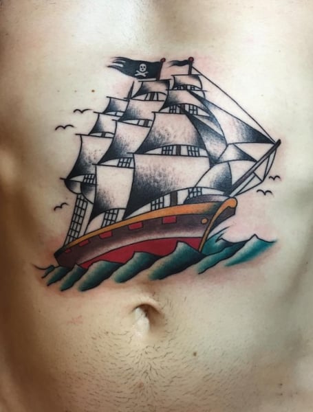 Ship Stomach Tattoo1