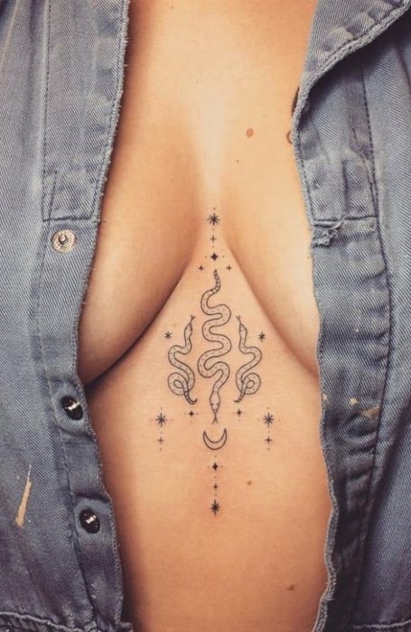 35 Sexy Underboob and Sternum Tattoos for Women - The Trend Spotter 35 Sexy Underboob and Sternum Tattoos for Women - The Trend Spotter