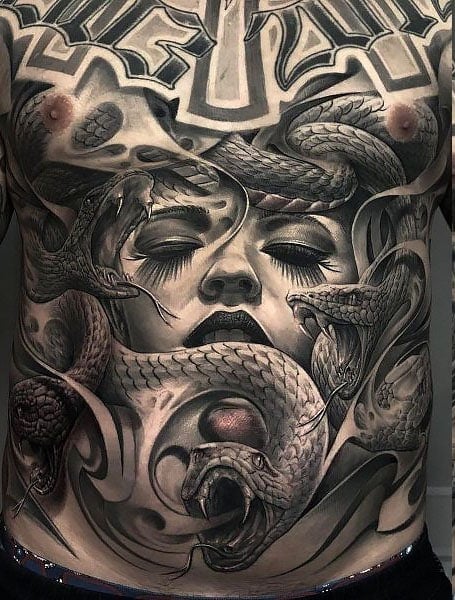 Stomach Medusa Tattoo1