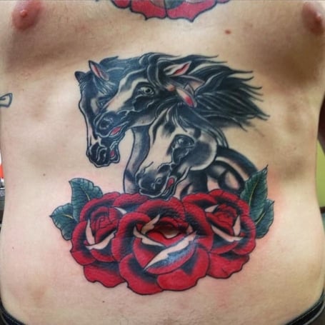 Stomach Roses Tattoo1