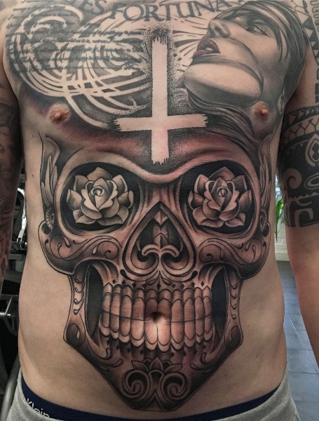 Stomach Skull Tattoo