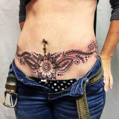 Stomach Stretch Mark Cover Up Tattoo1