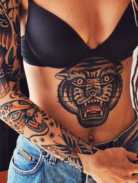 Stomach Tiger Tattoo