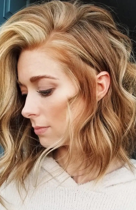 Strawberry Blonde Highlights On Dirty Blonde Hair