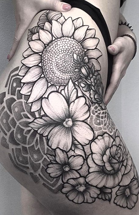 Sunflower Hip Tattoos