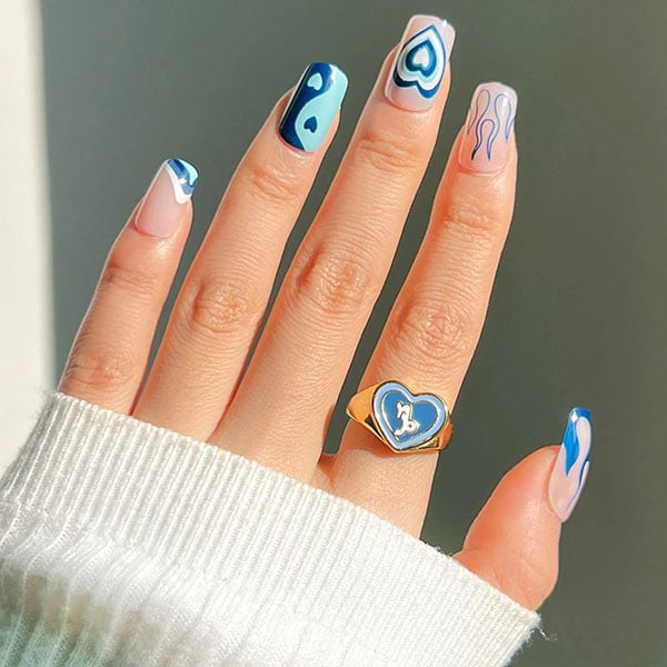 Trending Blue Shapes On Acrylic Nails Copy