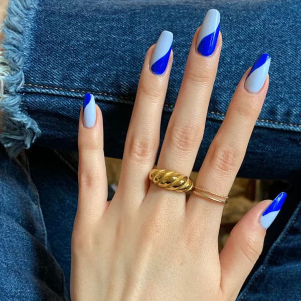 Two Tone Blue Nails