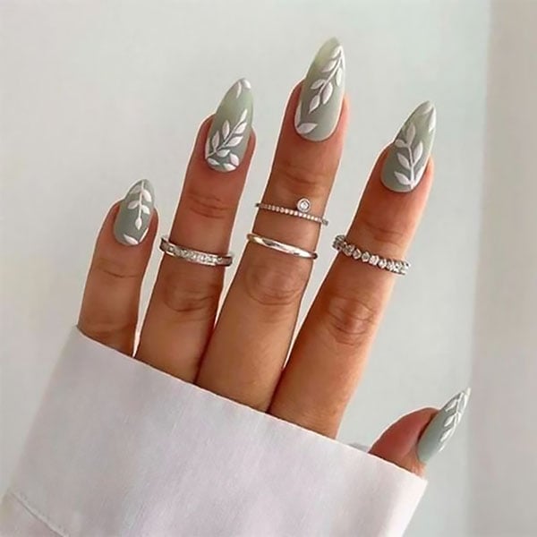 White Brunch On Mint Nails