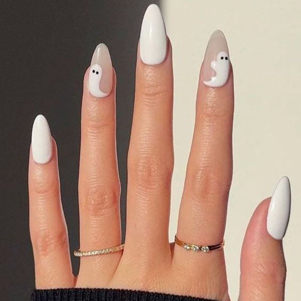 White Halloween Nails