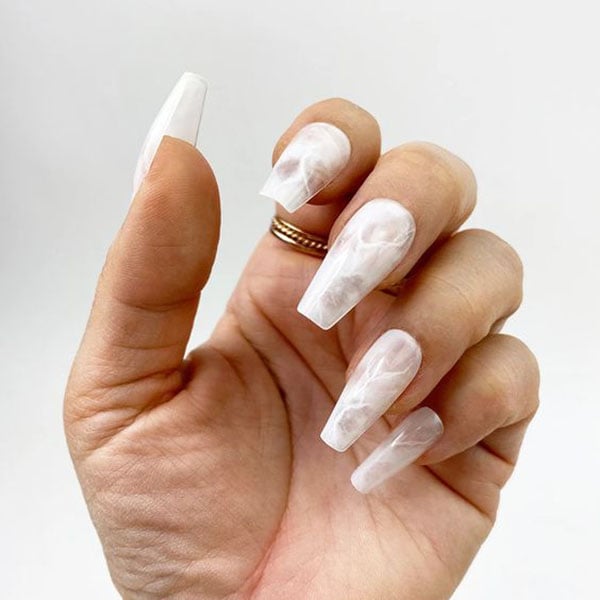 White Quartz Acrylic Nails