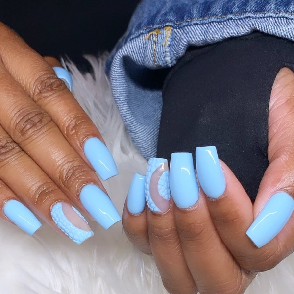 20 piece ballerina baby blue PRESS on nails glitter fake nails coffin glue  on | eBay