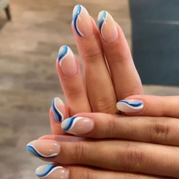 Blue And White Nails