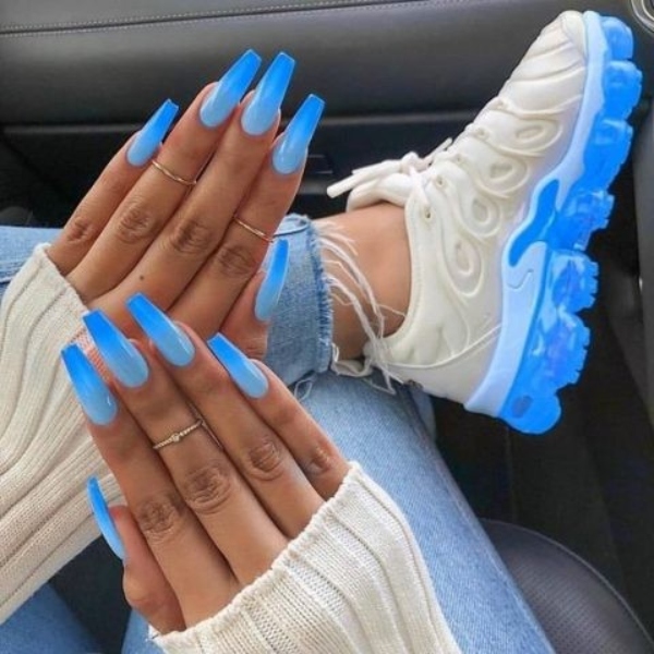 Blue And White Ombre Nails