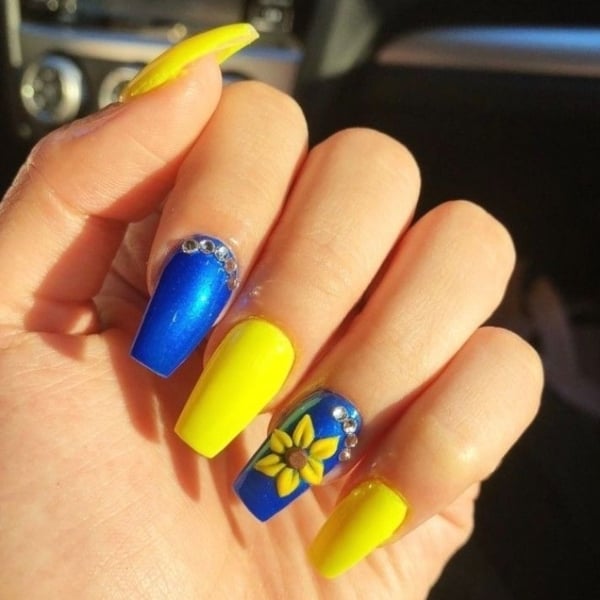 Blue And Yellow Nails