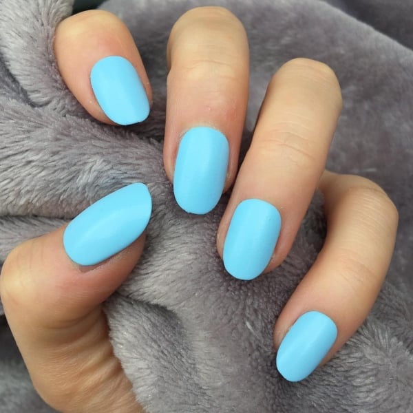 Blue Oval Nails
