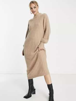 Knitted Roll Neck Maxi Dress