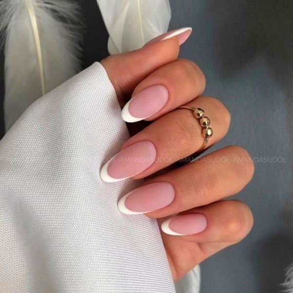 Oval French Tip Nails