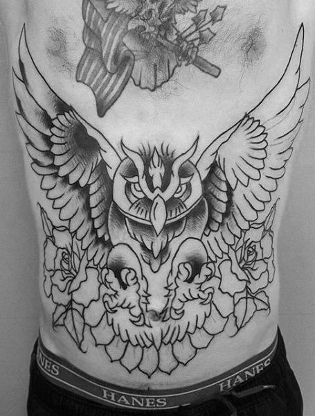 Owl Stomach Tattoo