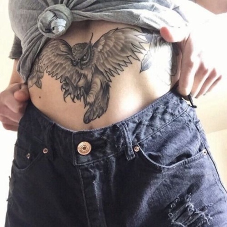 Owl Stomach Tattoo1