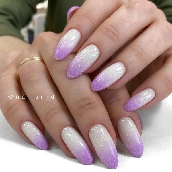 Pink And White Oval Nails