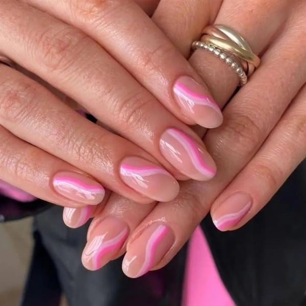 Pink Oval Nails