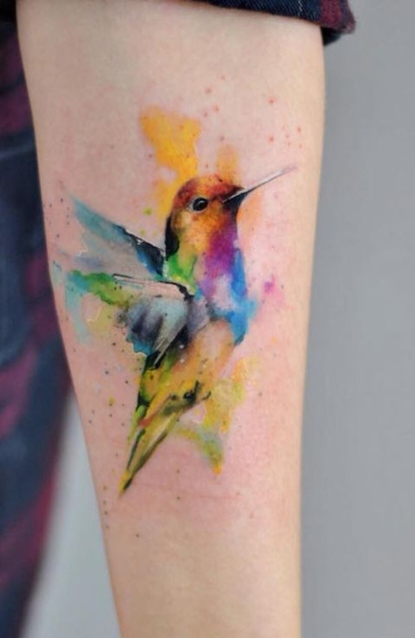 Watercolor Bird Tattoo