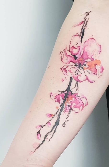 Watercolor Cherry Blossom Tattoo1 