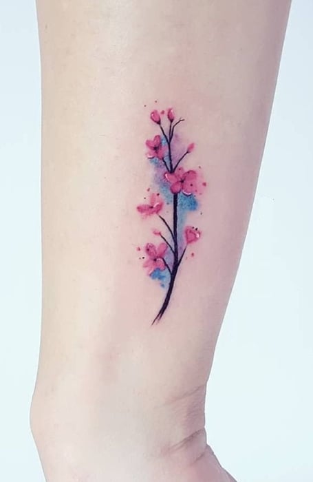 Watercolor Cherry Blossom Tattoo2