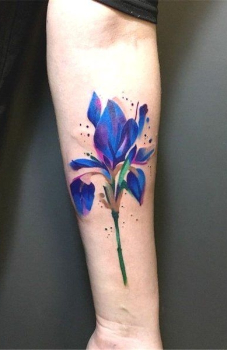 Watercolor Flower Tattoo Men