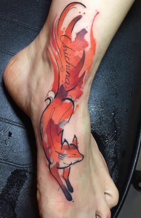 Watercolor Fox Tattoo1