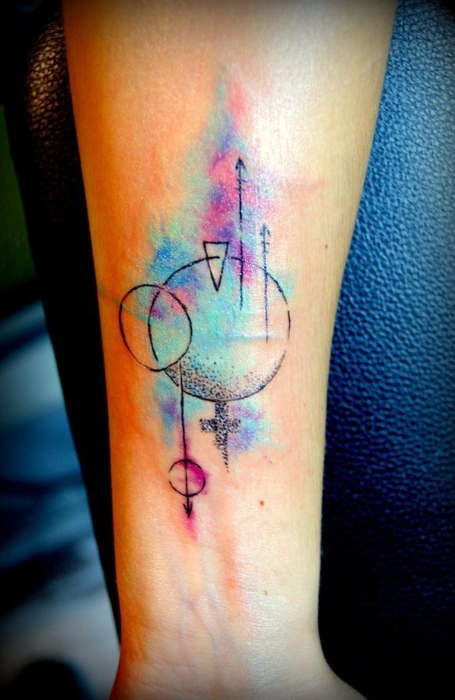 Watercolor Geometric Tattoo