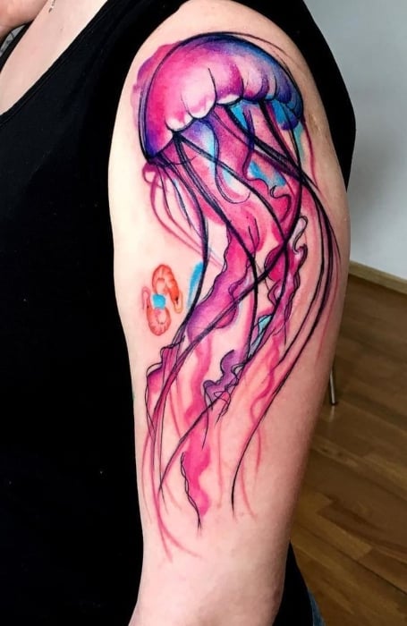 Watercolor Jellyfish Tattoo1