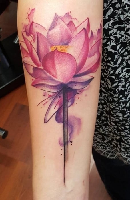 Watercolor Lotus Tattoo 