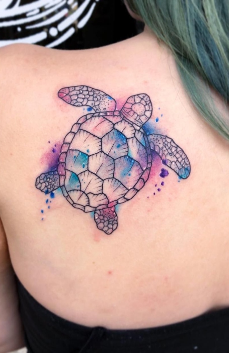 Watercolor Sea Turtle Tattoo1