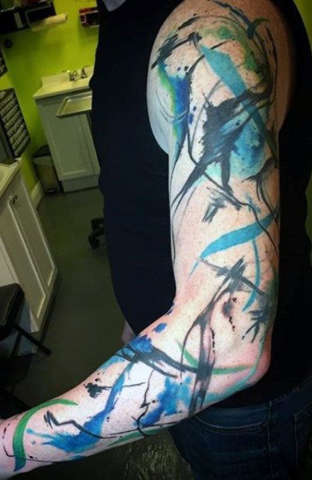 Watercolor Tattoo Sleeve Men