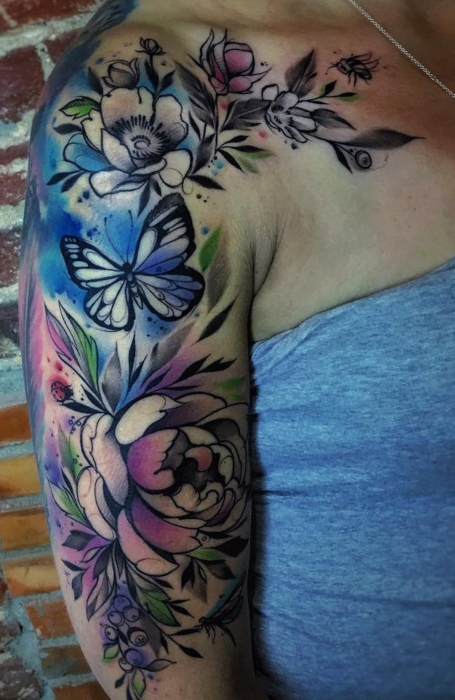 Watercolor Tattoo Sleeve