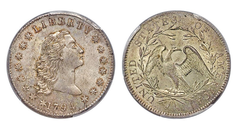1794 Flowing Hair Silver Dollar (lord St. Oswald, Hayes, Pogue)