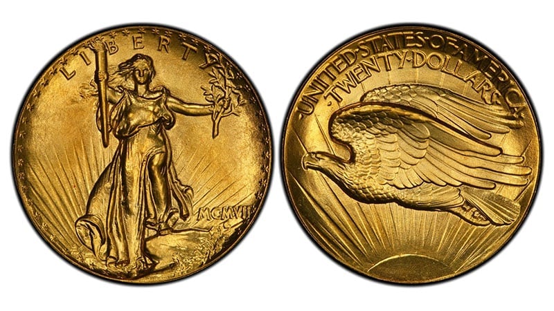 1907 Proof Saint Gaudens Gold Double Eagle Ultra High Relief Lettered Edge $2,990,000