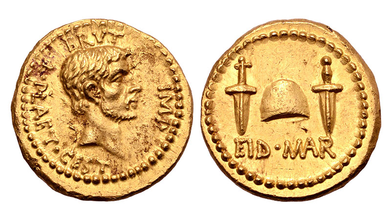 42 Bc Q. Servilius Caepio (m. Junius) Brutus Av Aureus